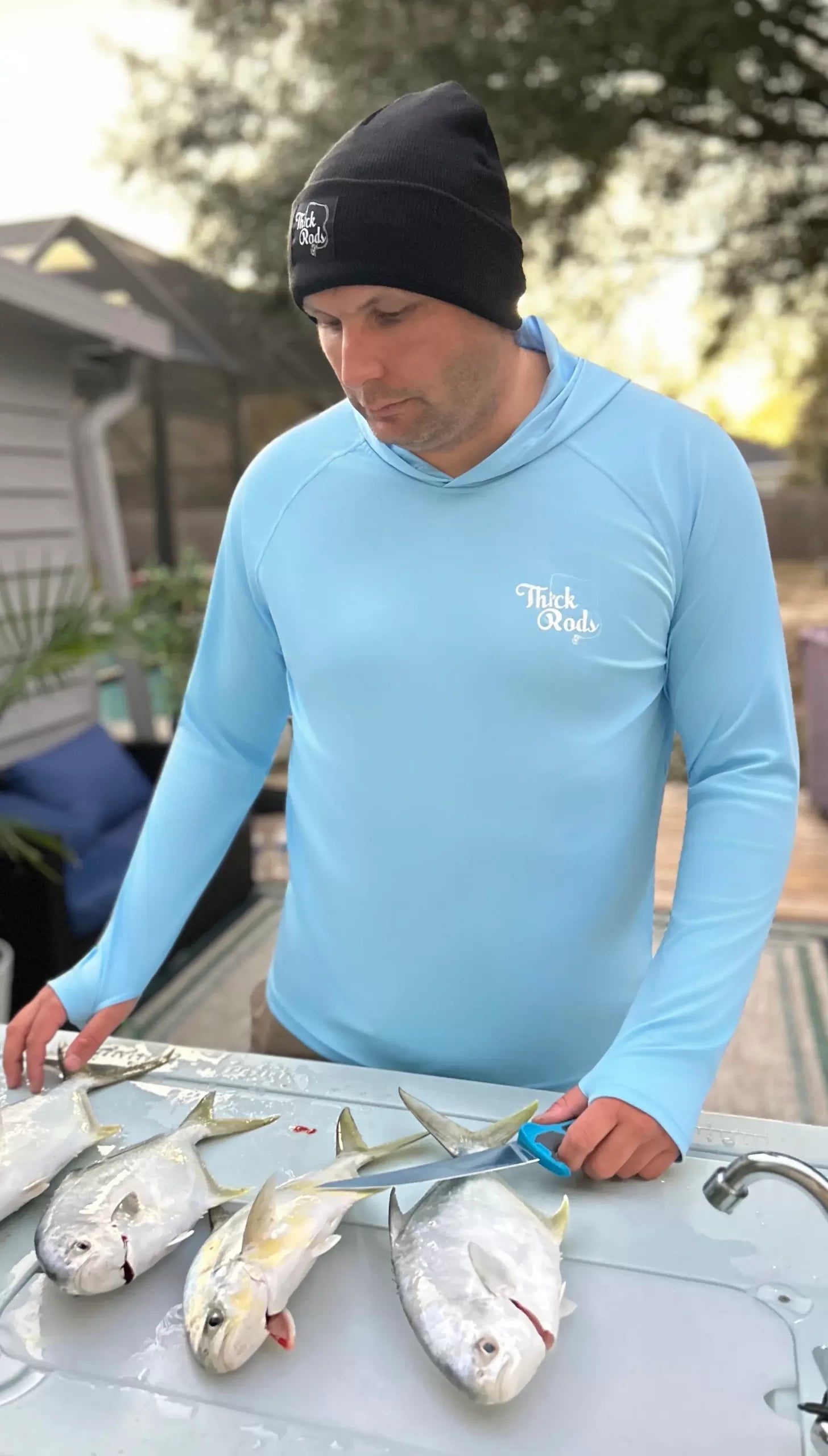 Thick Rods Blue Fishing Rod Grip Sun Protector