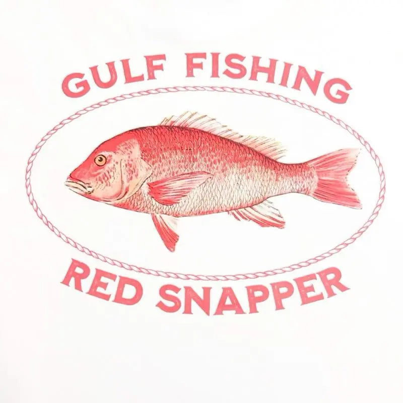 Gulf Fishing Red Snapper TShirt – White Tee with Red Fish Graphic Design